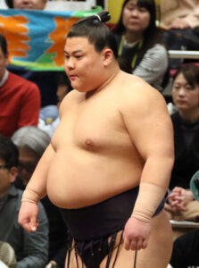 A top-division (makuuchi) sumo wrestler on the dohyo