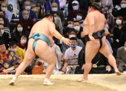 Shodai loses to Tamawashi at the November 2022 tournament, confirming his demotion from ozeki